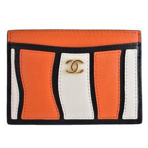 Chanel 26M Coco Beach Nemo Orange Black White Gold CC Credit Card Holder Wallet